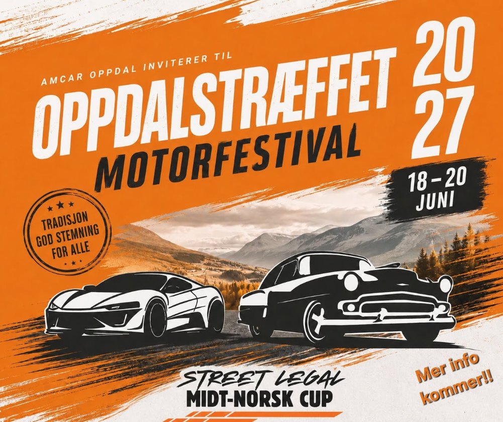 Plakat for Oppdalstræffet Motorfestival 2027