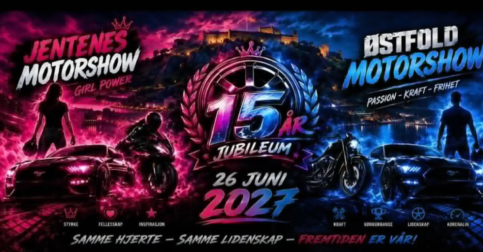 Plakat for Motorshow 15-årsjubileum 2027 – Halden