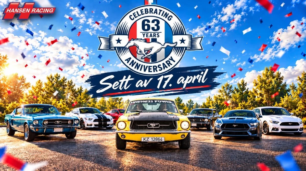 Plakat for Ford Mustang – 63-årsjubileum